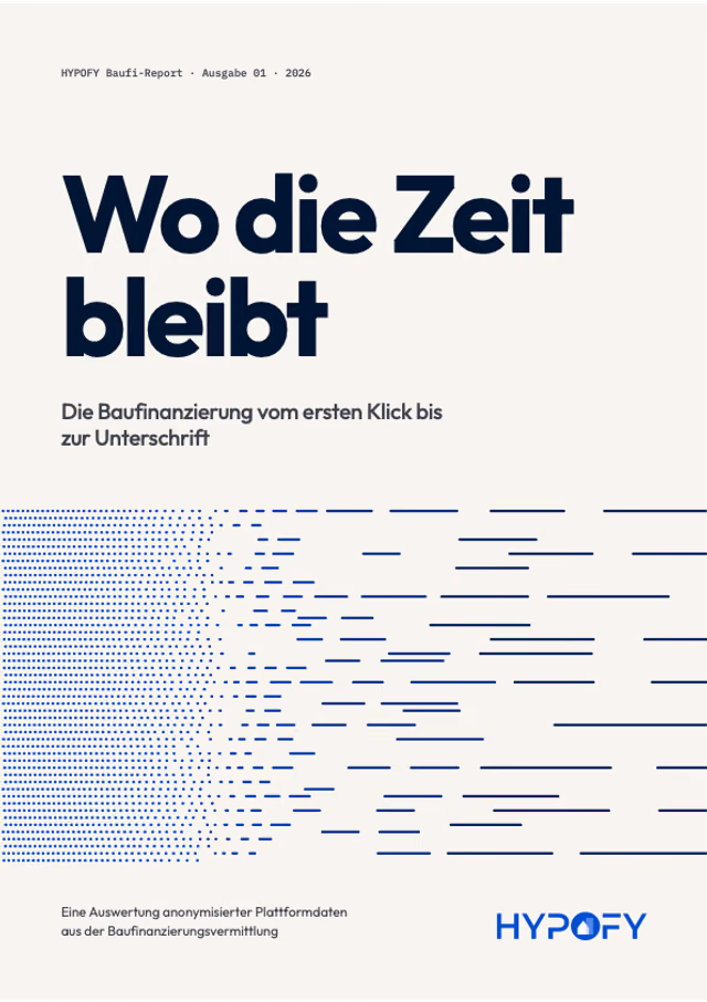 Titelseite des HYPOFY Baufi-Reports „Wo die Zeit bleibt“